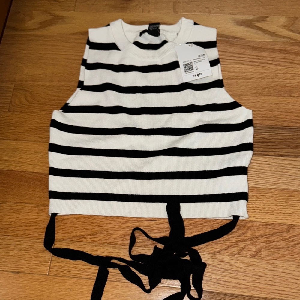 Forever 21 Monochrome Striped Tie-Back Tank Top